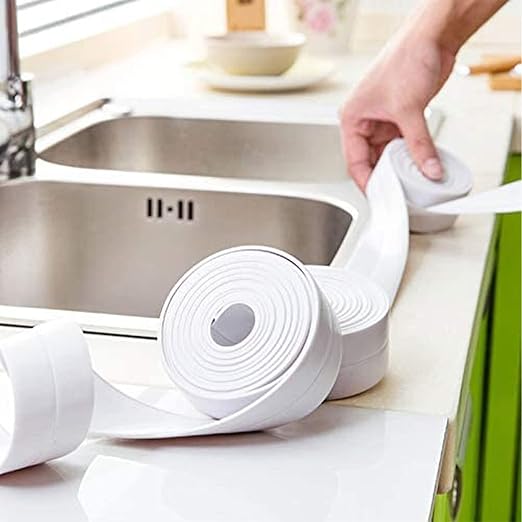 2PCS Caulk Tape Sealant Strip, PVC Self Adhesive Tub and Wall Sealing Tape Caulk Sealer for Bathroom Caulking Tape Shower Caulk (0.86" x 10.5Ft)
