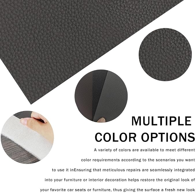 2PCS Vinyl and Leather Repair Kit, Leather Car Seat Repair Kit, 4 x 8 Inch Self Adhesive Waterproof Automotive Seat Patch, Car Fabric Sofa Vinyl Tape for Vehicles, Couches, Furniture (Gray)