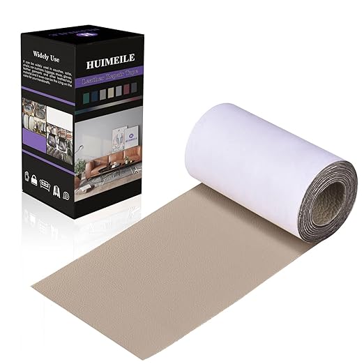 Leather Repair Patch Tape 4×60 inch Furniture Leather Strong Self Adhesive Tape for Sofas Couch Car Seats Cabinets Bags Anti Scratch Patches First Aid Patch Fixing Leather Ivory Grey3.0