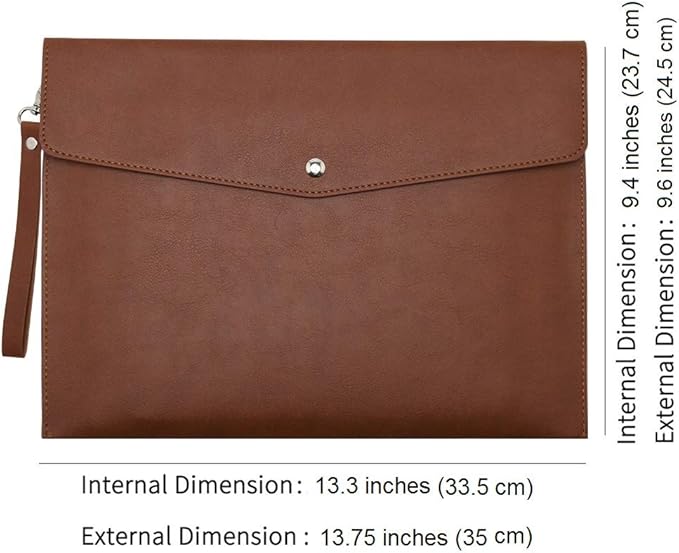 Wonderpool A4 PU Leather Envelope Documents File Portfolio Large Capacity Folders Travel Bag for Paper Letter Stationery Organizer and Tablet Case PC Sleeve (Coffee)