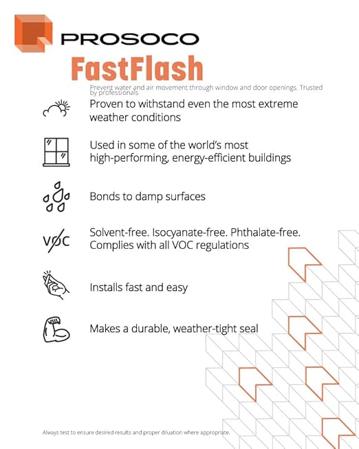 PROSOCO FastFlash | Waterproof and Airtight Fluid-Applied Flashing Membrane - Trusted by Professionals (8)