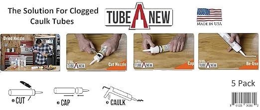 The Solution for Dried or Caulk Tubes (3 Packs of 5) with 50 Caulk Cap, Red Caulk Saving Cap, Caulk Cap Saver for Sealing & Preserving Open Caulking Tube Combo Pack