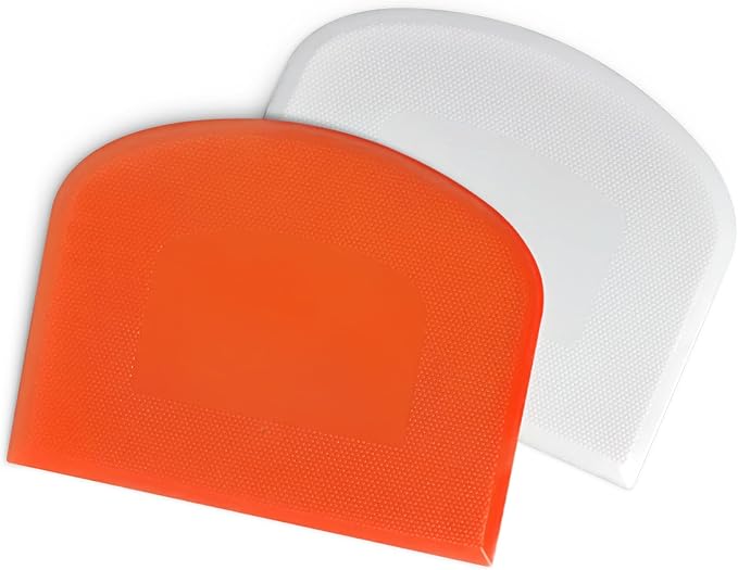 ALLTOP Dough Bowl Spatula & Bench Scraper, Multipurpose Kitchen Tool (2, White&Orange)
