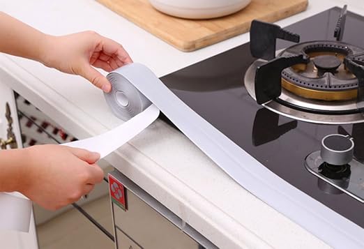 DEVILMAYCARE Tape Caulk Strip Seal for Toliet Bathtub, Sink, Kitchen, Wall Edge, Self Adhesive Corner Liner 126''x1.57'' (Brown)