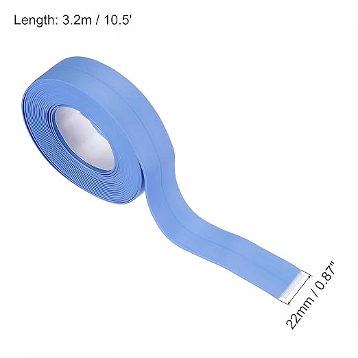 uxcell Waterproof Seal Caulk Strip Tape Self Adhesive 0.87" W x 10.5'L PVC Sealing Tape for Kitchen Bathroom Blue