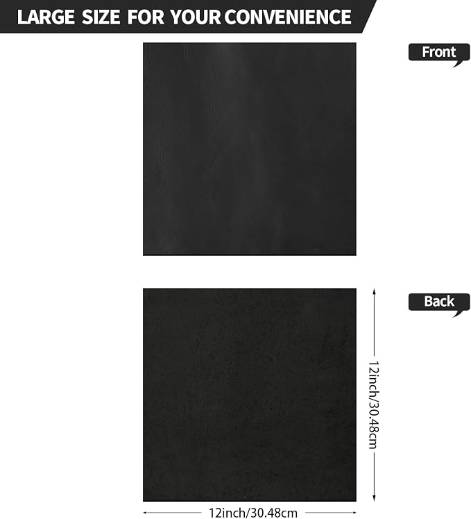 RingSun Genuine Leather Sheets for Leather Craft (2mm), Full Grain Leather for Tooling Craft Sewing(12''X12'', Black)