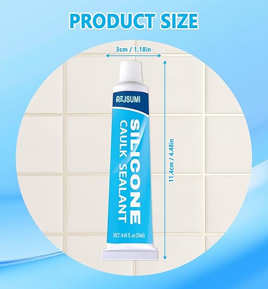 Clear Silicone Caulk Sealant 0.68 fl.oz(20ml)*2, Waterproof & Strong Adhesion, Shrink & Crack Proof for Kitchen Bathroom Window Door Toilet Shower Sink