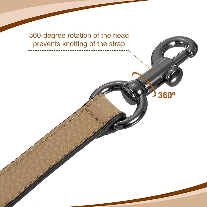 uxcell 25.59 Inch PU Leather Short Bag Strap with Clasp, Purse Handles Handbags Replacement Straps for Clutch Bag Underarm Bags, Tawny, Grey Buckle