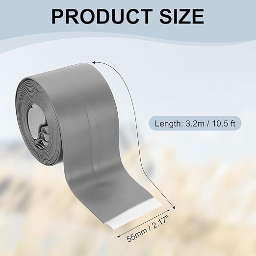 PATIKIL 2" x 10.5 ft Caulk Tape, Caulk Strips PVC Self Adhesive Caulking Tape Waterproof Edge Protectors for Bathroom Accessories Kitchen Countertop, Gray