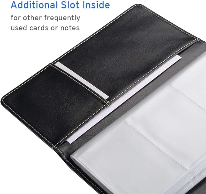 Sooez Leather Professional Business Card Book Holder Organizer, 240 Capacity Credit Card Booklet, PU Name Cards Holder Storage File for Men Women, 7.7"x 4.5" x 0.7", Light Pink