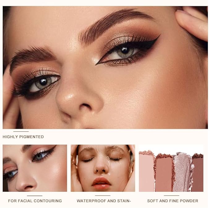 Cool-Toned Nude & Mauve Brown Eyeshadow Palette–High-Pigment Matte Shimmer Eye shadow, Blendable Long-Lasting Waterproof Smokey Eye & Contour Palette for Nude Everyday Makeup Paleta de Sombras de Ojos