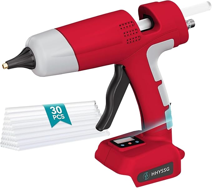 100W Cordless Hot Glue Gun Compatible with Milwaukee 18V Battery, Upgraded Digital Temperature Adjustable, 30 0.43" Glue Sticks, Fast Preheat for DIY Crafts Home Repair Industrial Projects (Tool Only)