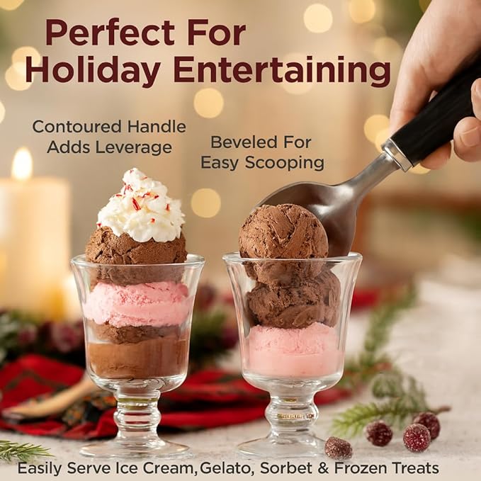HIC Kitchen Classic Ice Cream Parlor Spade, Stainless Steel, Wide Flat Blade For Ice Cream Cakes Gelato Sorbet Frozen Yogurt