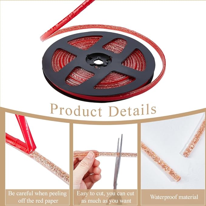GORGECRAFT 5.5 Yard Ceramic Tile Gap Tape 0.3 Inch Self-Adhesive Caulk Strip Chocolate Sealing Strips Waterproof Peel and Stick Tape Roll Floor Edge Sealant Trim for Shower Bathtub Bathroom Toilet