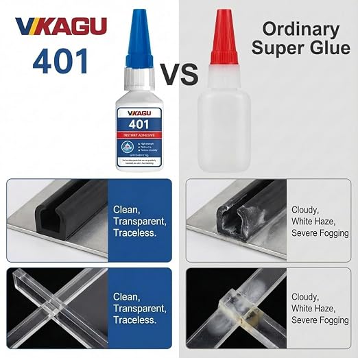 401 Super Glue Instant Adhesive Clear 20g for Plastic Wood Metal Rubber Leather 2 Pack