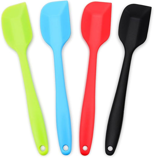 4‑Piece Silicone Spatulas Set Heat Resistant 600°F Seamless Steel‑Core Rubber Spatulas for Nonstick Cookware ALLWIN HOUSEWARE Uniform Length Kitchen Spatulas for Cooking & Baking, Small, Multicolored