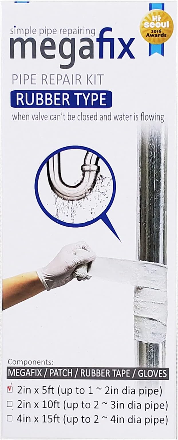 Pipe Repair KIT, Fiberglass Wrap, Water Leak, Plumbing, Underwater OK, Emergency, Self DIY, Permanent (Patch Type, 2in x 5ft)