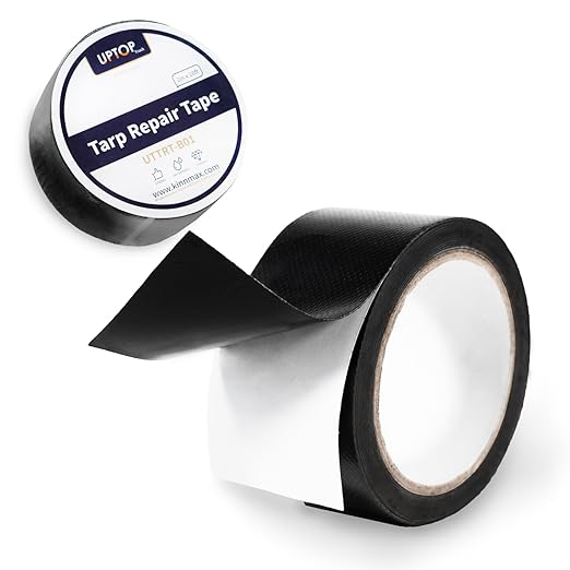 UPTOP Black Duct Tape,Waterproof Butyl Tape,Waterproof Repair Tape for Fabric, Awning, RV Roof, Underbelly, Tarp, Tent, Sail and Boat Cover Outdoor Repair Patch, Heavy Duty, UVproof, 2Inch×16FT