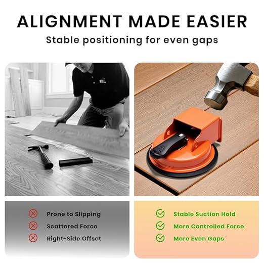 Floor Gap Fixer Tool - Heavy-Duty Vacuum Suction Cup for Closing Gaps in Laminate, Vinyl Plank, Hardwood & Tile Flooring, Burnt Orange