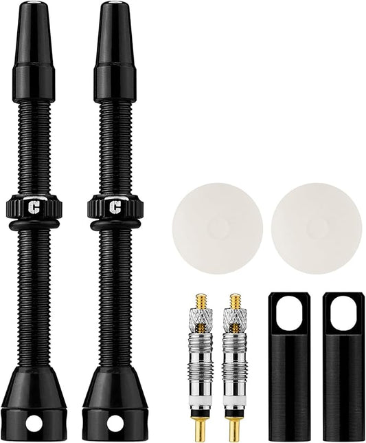 Corki Cycles Tubeless Presta Valve Stem 40 44 55 60 80 100mm with 2PCS Valve Core and 2PCS Remover Tool (Black Red Gold Rainbow)