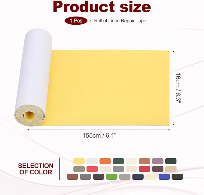PATIKIL Leather Patches Tape for Furniture, 6.3 x 61 Inch Self Adhesive Vinyl Leather Repair Kit Cover Sheet for Couch, Sofa, Car Seats, Office Chair, Bright Yellow