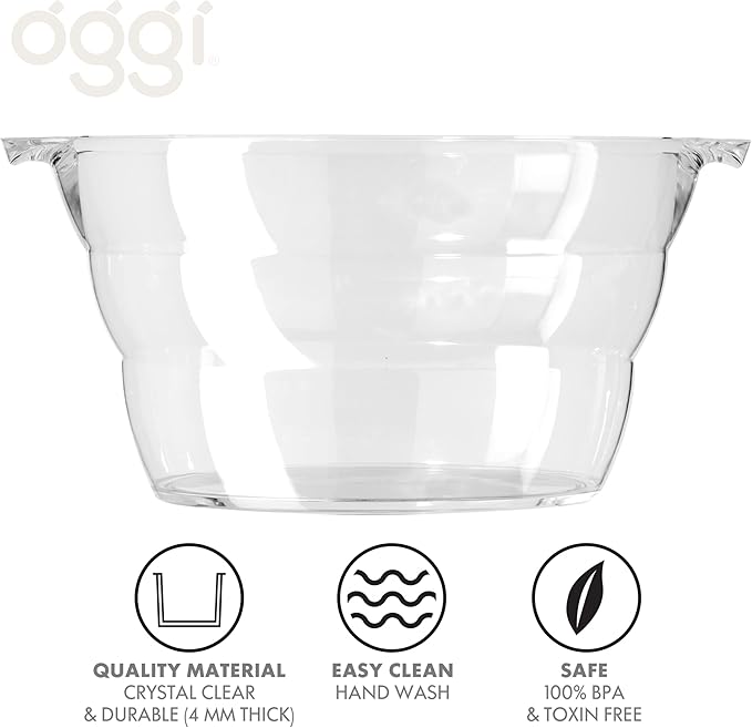 Oggi Insulated Ice Bucket (4 Quart) and Acrylic Oval Party Tub