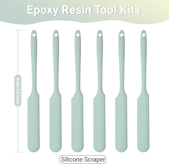 Gartful 6PCS Silicone Spatula Sticks, Non-Stick Epoxy Resin Mixing Sticks Scraper Tools, Reusable Stirring Rods for Resin, Paint, Waxing, Liquid, Arts Crafts Supplies, Facial Mask, Light Green