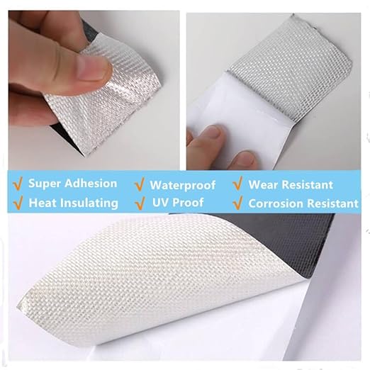 RV Awning Repair Tape Heavy Duty Waterproof Tent Tape for Tarp,Canvas,Tarpaulin, Car and Boat Covers Tarp Repair Patch Kit Outdoor UVproof Repair Tape Black