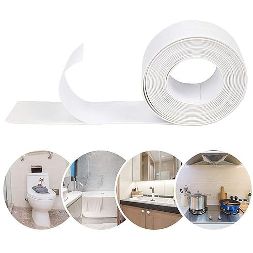 2PCS Caulk Tape Sealant Strip, PVC Self Adhesive Tub and Wall Sealing Tape Caulk Sealer for Bathroom Caulking Tape Shower Caulk (0.86" x 10.5Ft)