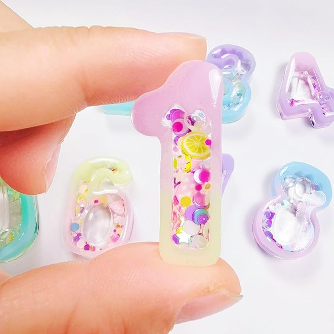 Number Resin Shaker Molds Set 0-9 Keychain Charms Pack of 22 Epoxy Silicone Trays Precision Tip Applicator Bottle Kit Bundle