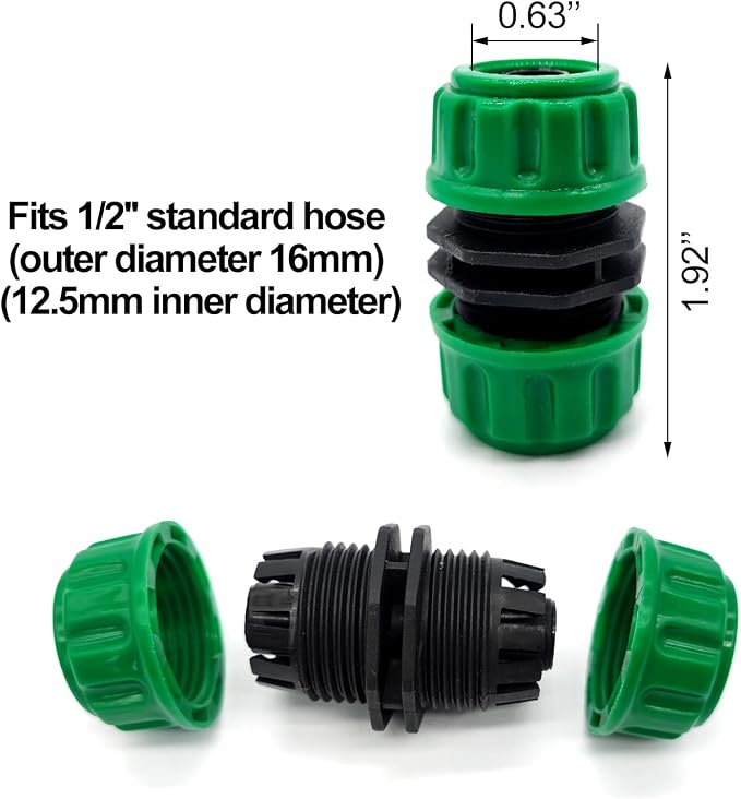 BlingKingdom 6pcs Hose Repair Connector Extender for Join 1/2 inch Garden Hose Pipe Quick Repair Connection Plastic Garden Hose Joiner Splicer Leakproof Design（Green）
