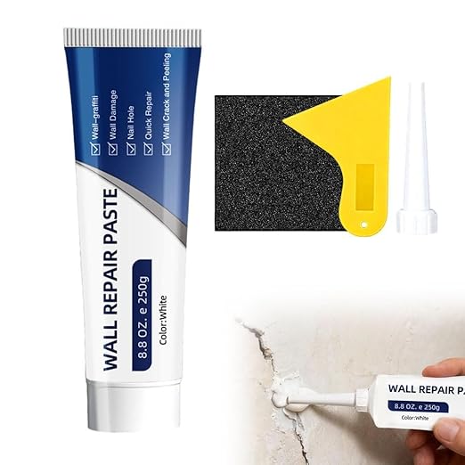 Efficient Drywall Repair Kit with Scraper, Wall Mending Agent White Spackle for Holes & Cracks, Fast Dry Wall Repair Paste for Dents, Tile Gap Filler, Complete Wall Repair Kit Indoor Outdoor (1Pcs)