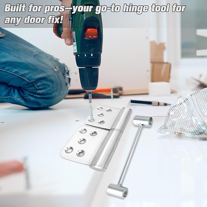 1 Pack Dual Size Door Hinge Adjustment Tool 14–19mm, Door Hinge Repair Tool, Door Gap Adjustment Tool, Door Adjustment Tool, Heavy Duty for Fixing Gaps in Fire, Cleanroom Safety Use(Silvery)