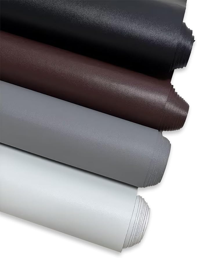 Gray Smooth Faux Leather Fabric 39"x54" - Solid Color Vinyl for Upholstery Restoration, Handbag Making, Sewing & DIY Home Decor