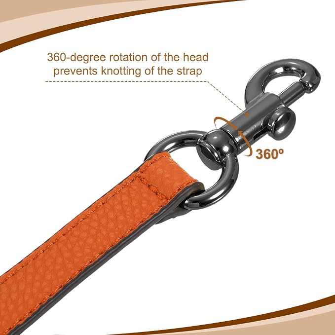 uxcell 14.17 Inch PU Leather Short Bag Strap with Clasp, Purse Handles Handbags Replacement Straps for Clutch Bag Underarm Bags, Orange, Grey Buckle