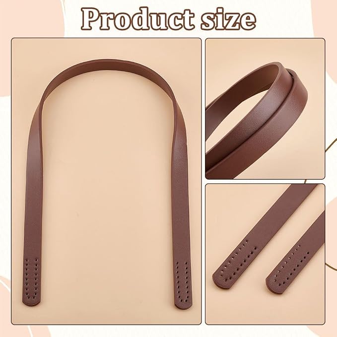 PH PandaHall 1 Pair(2pcs) Imitation Leather Purse Handles 23” Sew On Bag Handles Purse Handbags Strap Replacement for Purse Handbag Shoulder Tote Bag Making Supplies, Coconut Brown