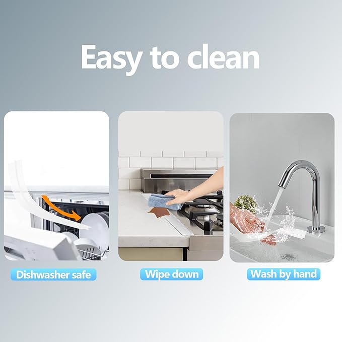 Silicone Stove Gap Covers (2PCS), 25 inch Stove Gap Filler Between Stovetop and Counter, Heat Resistant and Easy Clean Guard, Semi-Clear