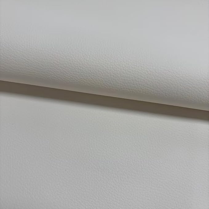 White Faux Leather Fabric 19"x54" - Lychee Grain Flexible Vinyl Leather for Handbag Making, Hair Accessories, Upholstery Repair and Fashion DIY Craft Projects