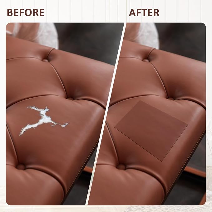 AOOTOOLINK Leather Repair Patch 17X395 Inch Self Adhesive Leather Repair, Large Leather Repair Tape for Couches, Furniture, Car Seats, Cabinets, Sofa, Handbags (Dark Brown, 17X395 Inch)