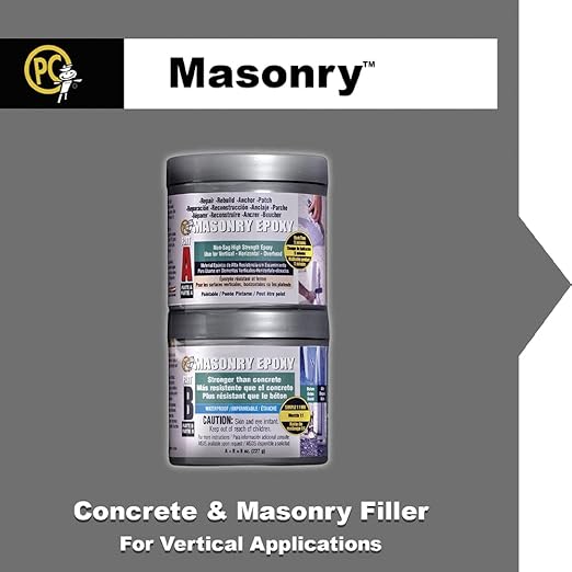 PC Products PC-Masonry Epoxy Adhesive Paste, Two-Part Repair, 128 oz in Two Pails, Gray 71120