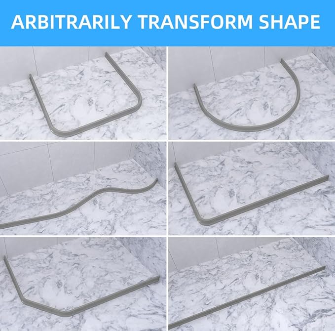 Duzzy 118 Inch Shower Threshold Water Dam, Shower Water Guard to Keep Water in Shower, Shower Water Stopper Dry and Wet Separation Suitable for Bathroom and Kitchen