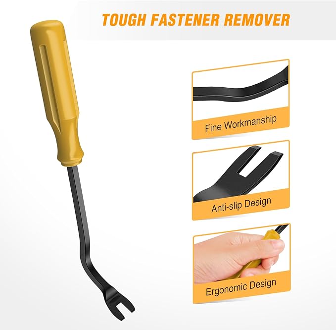 GOOACC 8PCS Auto Trim Scratch Removal Tool Car Audio Dash Panel Window Molding Fastener Remover Tool Kit-Yellow