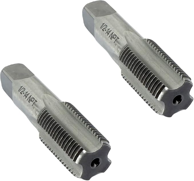 2 Pcs 1/2 NPT Hand Threading Tap,Carbon Steel NPT Pipe Taps for Plumbing Projects,Auto Repairs and Other Various DIY Thread Cutting Tools Small Poject