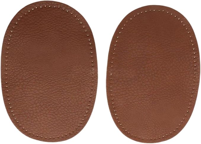 BeeSpring 2 Pieces Pu Leather Patch Sew on Patches Repir Elbow Knee for Clothes Clothing Accessories - Coffee Colour