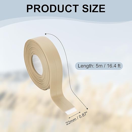 PATIKIL 1" x 16.4 ft Caulk Tape, Caulk Strips PVC Self Adhesive Caulking Tape Waterproof Edge Protectors for Bathroom Accessories Kitchen Countertop, Beige