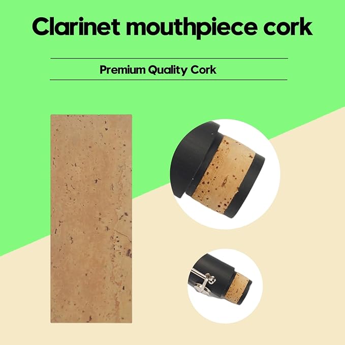 Clarinet Cork Replacement Kit with Adhesive & Grease, All-in-One Woodwind Instrument Neck Joint Repair Set, 3 Natural Corks (37x90mm), Knife, Sandpaper & Rope for Beginners
