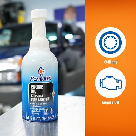 Permatex 30302 Engine Oil - Stop Leak, 12 fl oz, Effectively Stops and Prevents Oil Leaks and Burning Without Needing to Dismantle