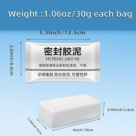 8-Pack White Sealant Clay Duct Seal Putty, Plumbers Putty for Wall Holes AC Gaps Drain Pipe Sealing, Indoor Outdoor Waterproof Repair, Wall Hole, Air Conditioning Hole, Drains & Wiring Gaps