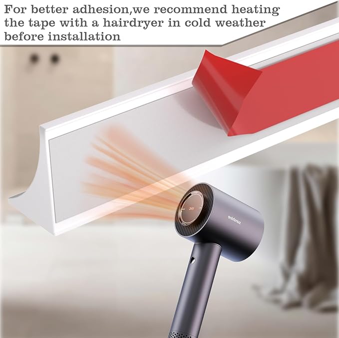 39 Inch Shower Threshold Water Dam Barrier,Silicone Shower Door Bottom Seal for Water Stopper,Flexible Edge Trim for Countertop Water Stopper,Self Adhesive Water Blocker for Bathtub,Transparent