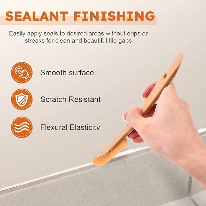 8pcs Rubber Caulking Tool, 4 Sizes Set Rubber Spatula Spreader Silicone Caulk Finishing Set Tool Grout Sealer Applicator Smoothing Tool Applicator for Tiles Brick Kitchen Bathroom